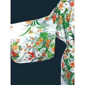 Cheerful Vintage 60s Springtime Daisies Yukata Kimono - up to 44" Hips